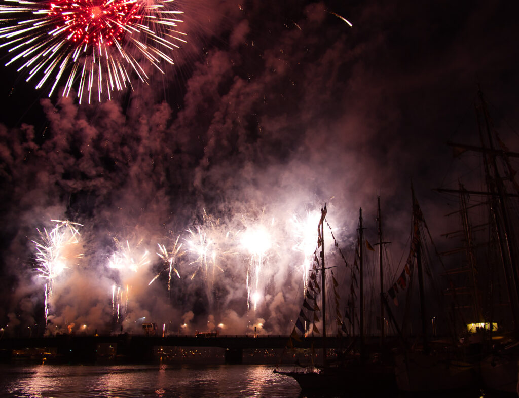 Fireworks at Tall Ships Race in Ålborg, Denmark.